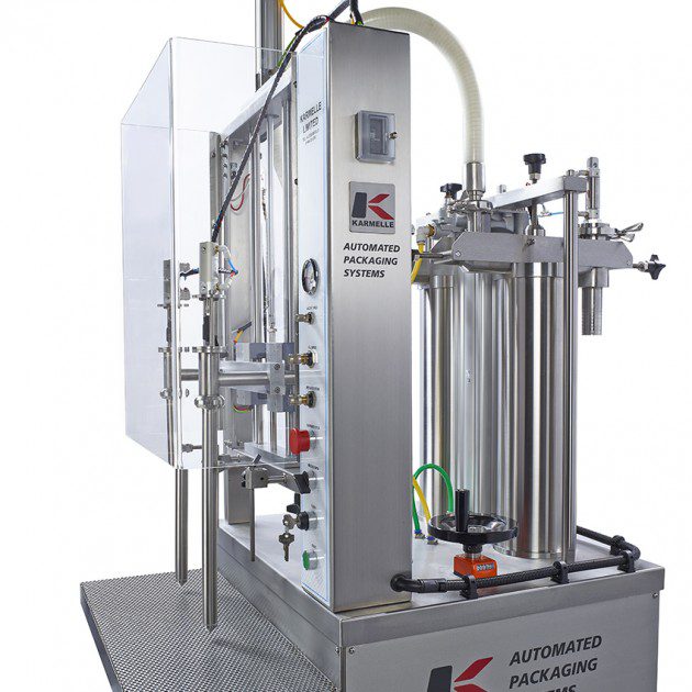 Semi-automatic 2 head volumetric vertical filling machine